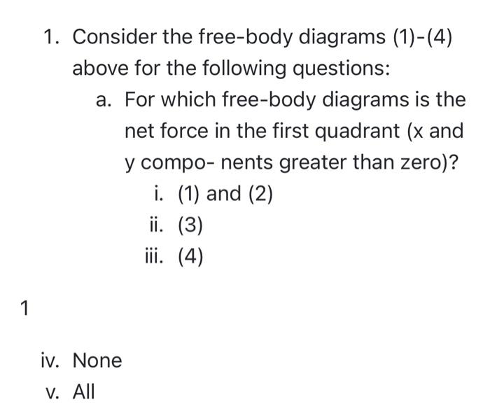 Solved 1. Consider The Free-body Diagrams (1)-(4) Above For | Chegg.com