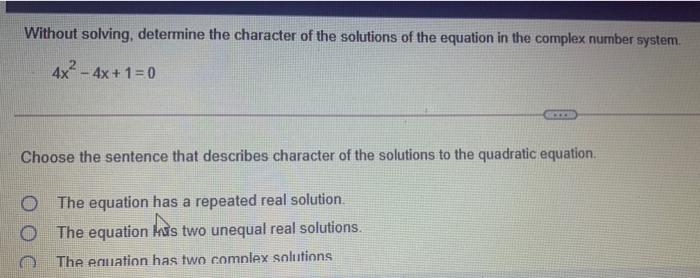 Solved Without solving, determine the character of the | Chegg.com