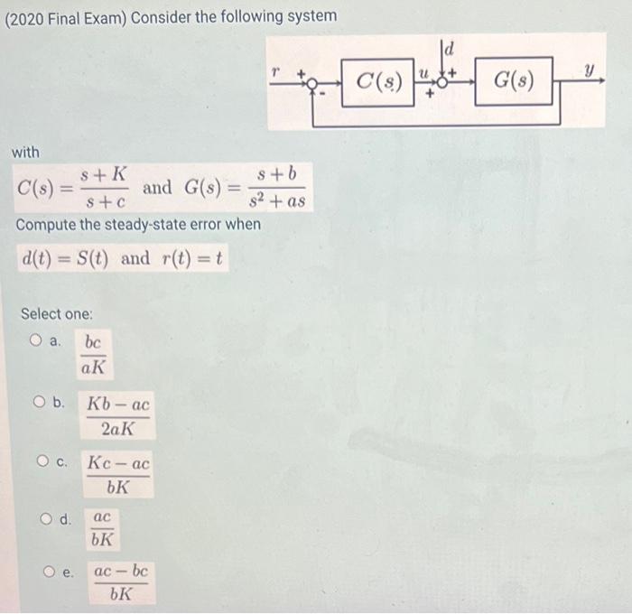 Solved (2020 Final Exam) Consider the following system with | Chegg.com