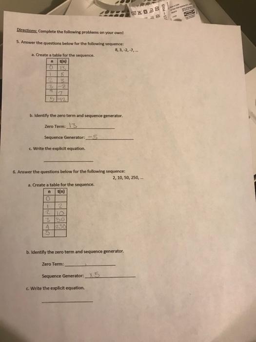 Solved texas Directions Complete the following problems on | Chegg.com
