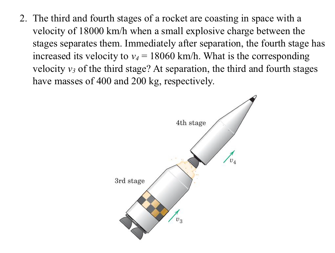 Solved The third and fourth stages of a rocket are coasting | Chegg.com