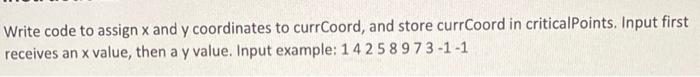 Solved Write code to assign x and y coordinates to | Chegg.com