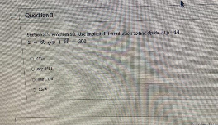 Solved Question 3 Section 3.5. Problem 58. Use implicit | Chegg.com