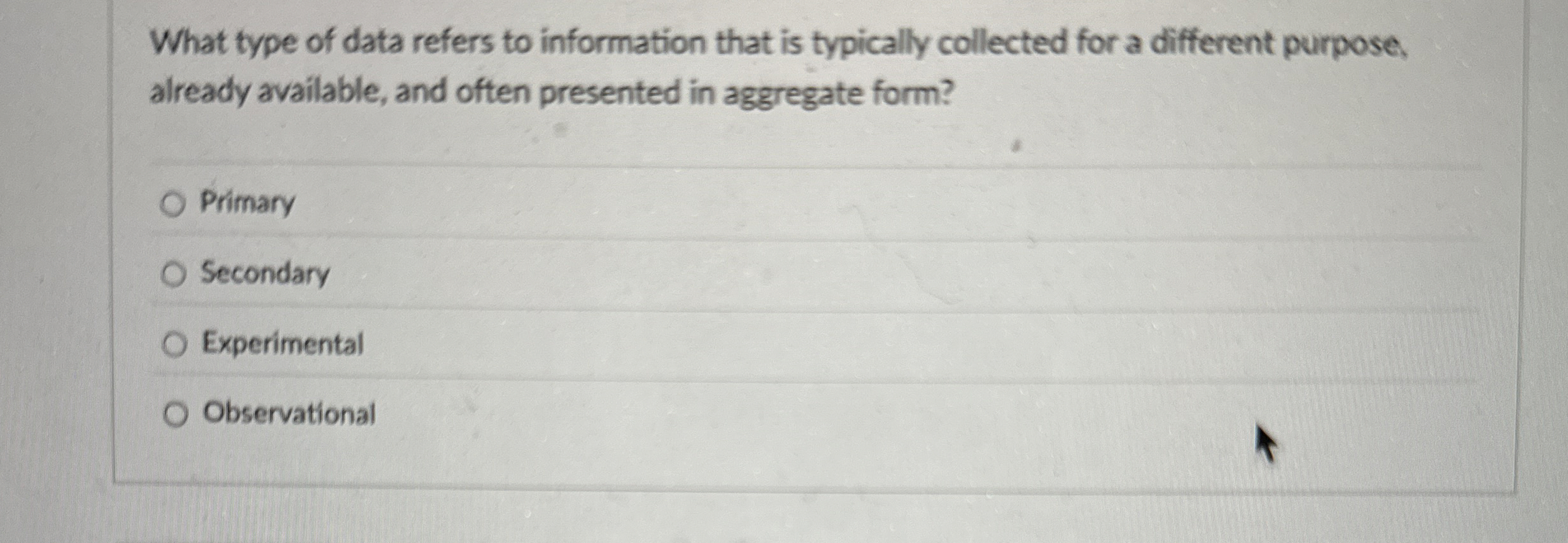 [Solved] What type of data refers to information that is ty