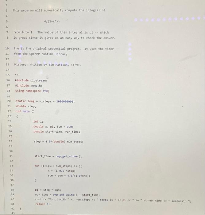 Complete lab 3 for calculating Pl using OpenMP. Your | Chegg.com