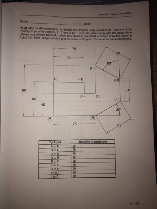 Solved Chapter 2 Drawing in AutoCADD Name: Date: P2-3) May | Chegg.com