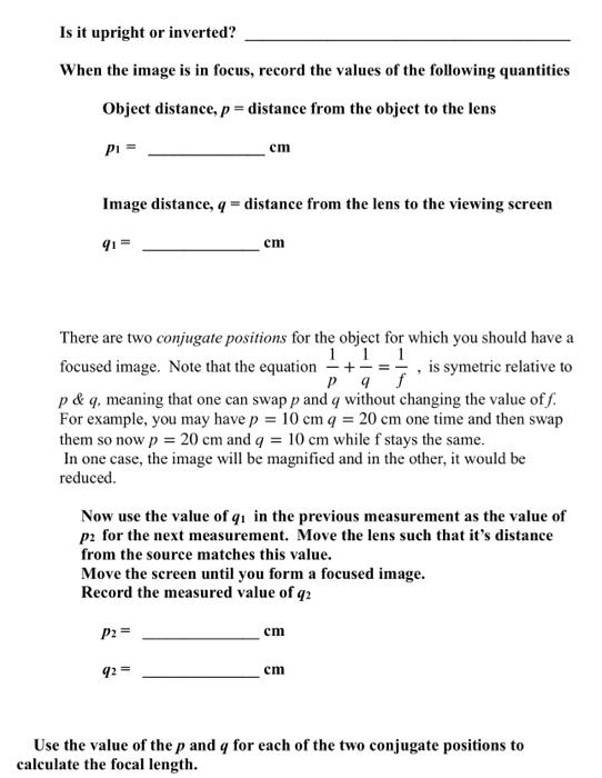 Solved Activity 2 Images formed by Thin Lenses Purpose The