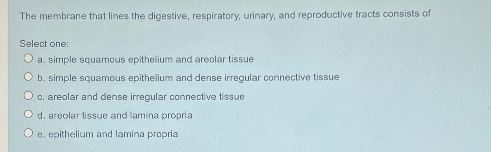 Solved The membrane that lines the digestive, respiratory,