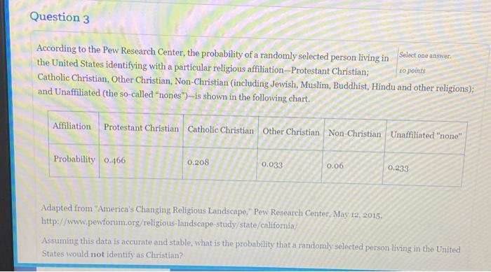 Solved According To The Pew Research Center, The Probability | Chegg.com