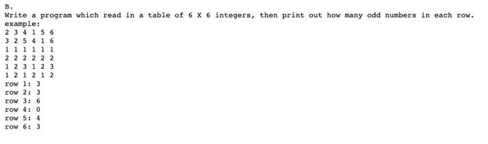 Solved Write a program which read in a table of 6 X 6 | Chegg.com