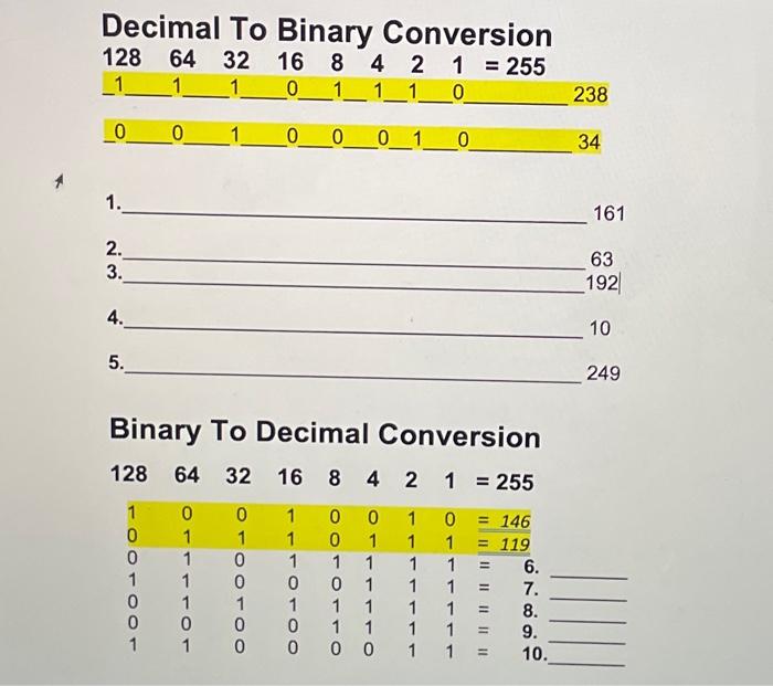 Solved Binary To Decimal Conversion | Chegg.com