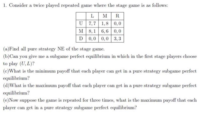 Solved 1. Consider the following game that is played twice.