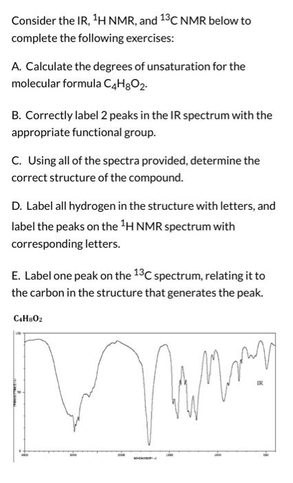 Solved Consider the IR, 1H NMR, and 13C NMR below to | Chegg.com