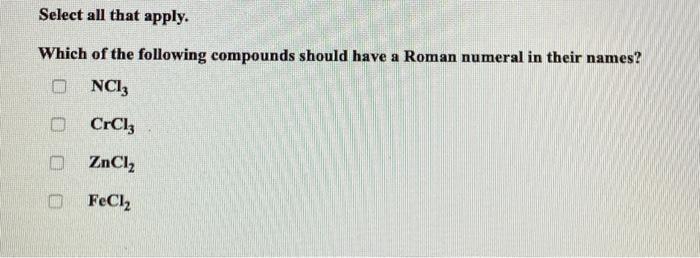 Solved Which of the following are ionic compounds? Select | Chegg.com