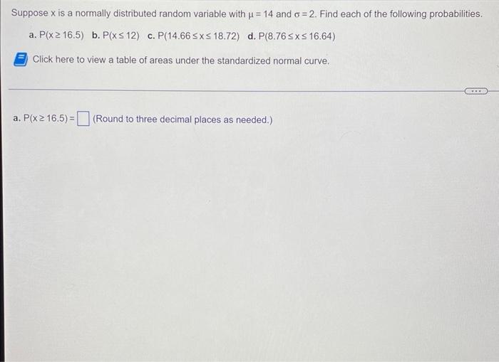 Solved Suppose x is a normally distributed random variable | Chegg.com
