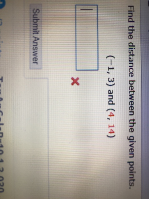 Solved Find The Distance Between The Given Points 1 3 Chegg