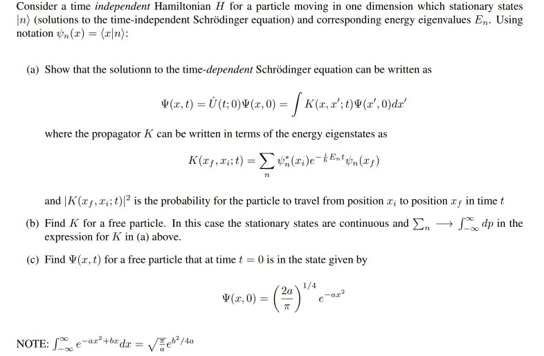 Solved Consider a time independent Hamiltonian H for a
