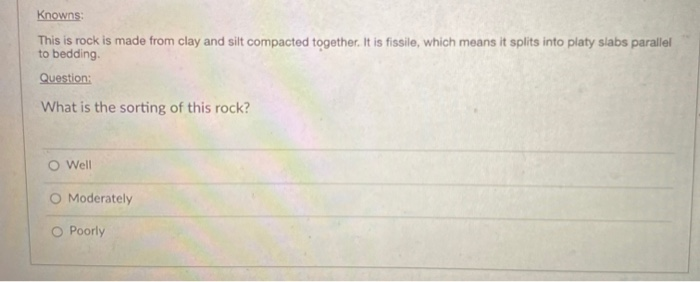 Solved Knowns: This rock is a powdery limestone containing | Chegg.com