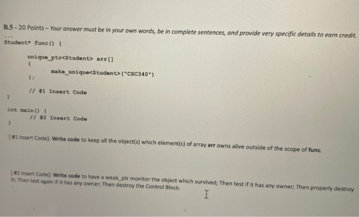 Solved B.5 - 20 Points - Your answer must be in your own | Chegg.com
