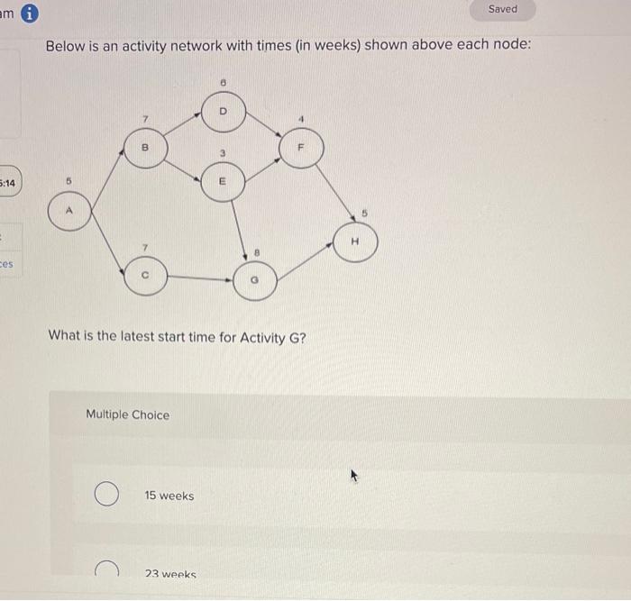 Solved Below is an activity network with times (in weeks) | Chegg.com