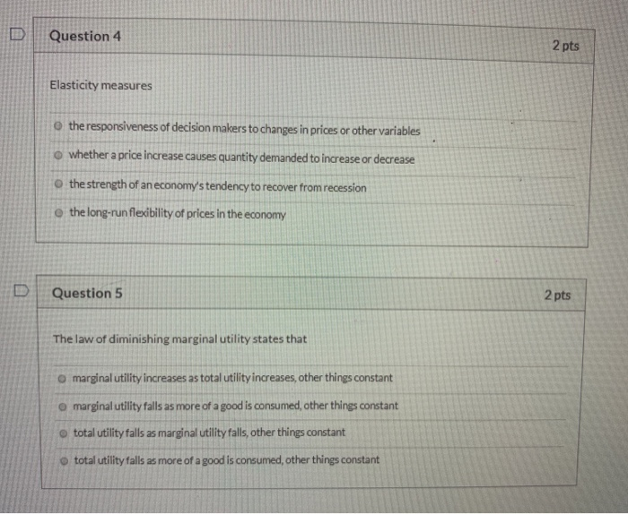 Solved D Question 1 2 Pts The Opportunity Cost Of An | Chegg.com