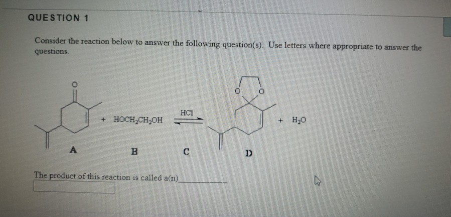Solved QUESTION 1 Consider the reaction below to answer the | Chegg.com