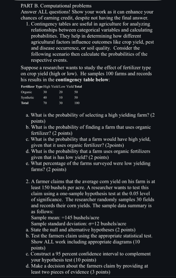 Solved PART B. ﻿Computational problemsAnswer ALL questions! | Chegg.com