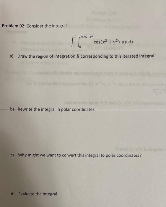 Solved Problem 02: Consider the integral | Chegg.com