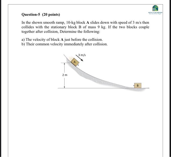 Solved Question-5 (20 points) In the shown smooth ramp, | Chegg.com