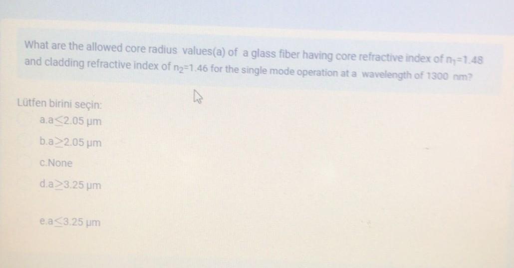 Solved What are the allowed core radius values(a) of a glass | Chegg.com