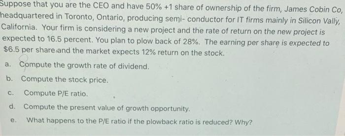 Solved Suppose that you are the CEO and have 50% +1 share of | Chegg.com
