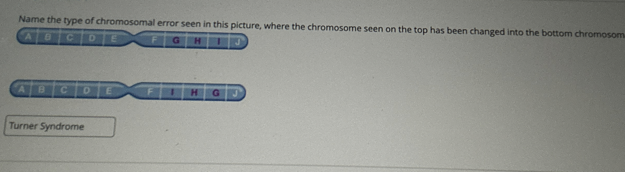 Solved Name the type of chromosomal error seen in this | Chegg.com