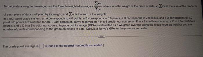 Solved To calculate a weighted average, use the formula | Chegg.com