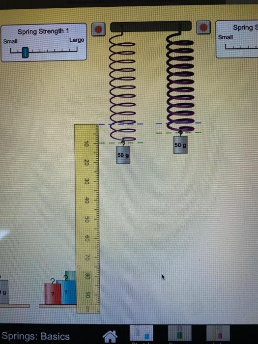 Solved Spring Strength 1 Small Large Spring Small 10 50 g 50 | Chegg.com
