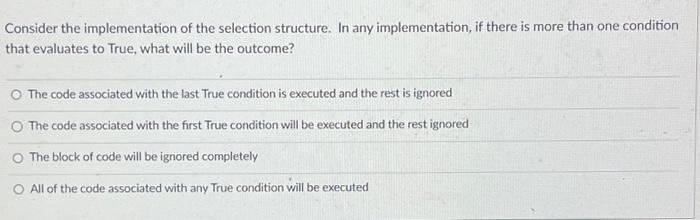 Solved Consider the implementation of the selection | Chegg.com