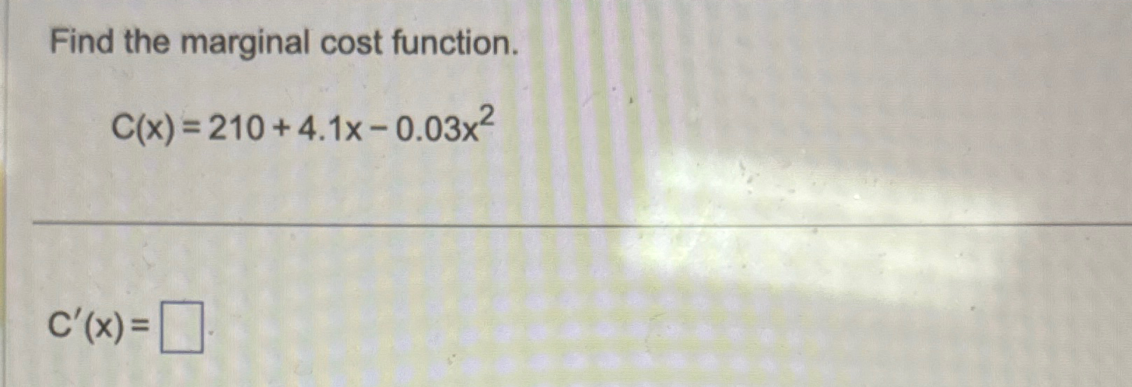 Solved Find the marginal cost | Chegg.com