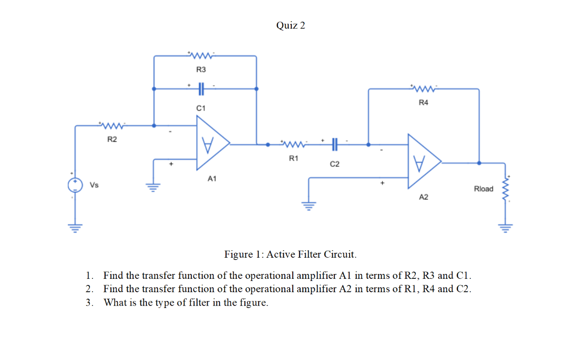 Solved Figure 1: Active Filter Circuit. 1. ﻿Find the | Chegg.com