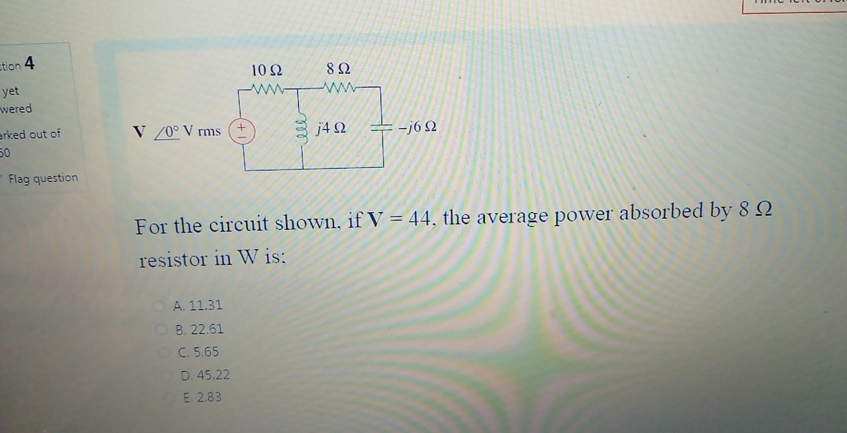 Solved Stion 4 10 92 812 W Yet Wered V 70 V Rms J4 W Chegg Com