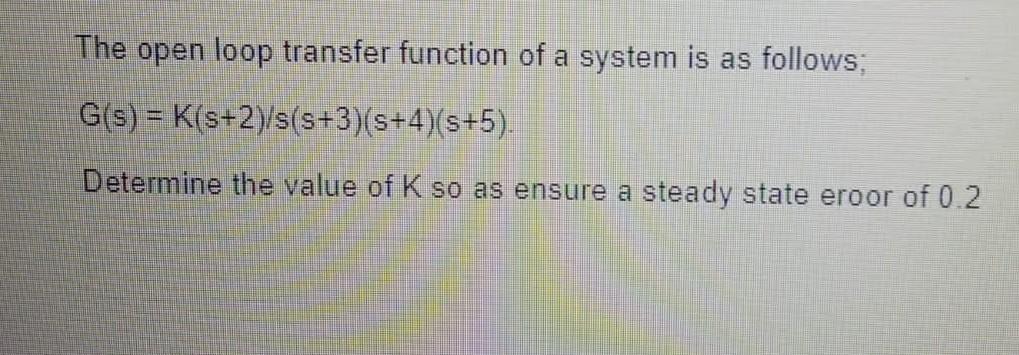 Solved The open loop transfer function of a system is as | Chegg.com