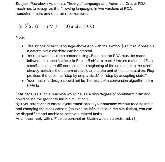 Subject: Pushdown Automata, Theory Of Language And | Chegg.com