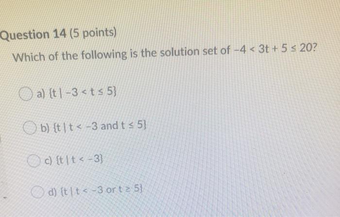 Solved Question 14 (5 points) Which of the following is the | Chegg.com