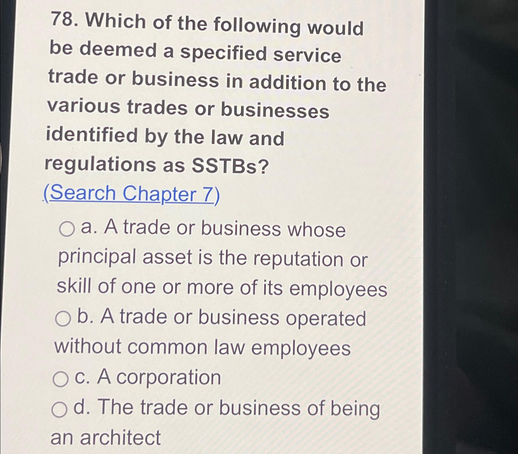 Solved Which of the following would be deemed a specified