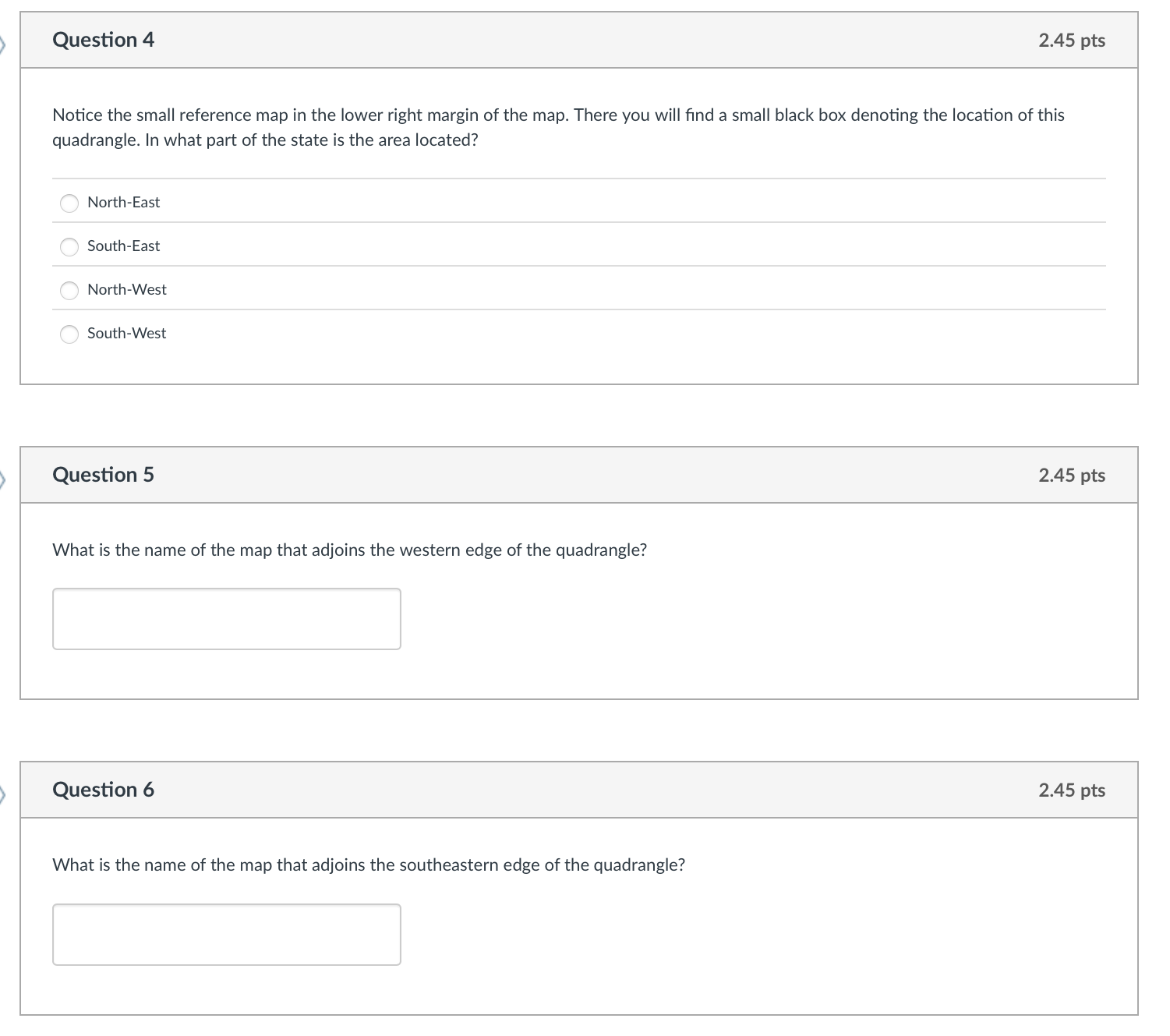 Solved Question 4Notice the small reference map in the lower | Chegg.com