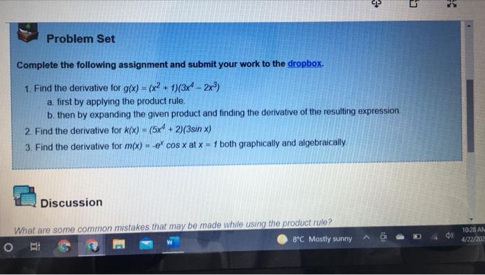 Solved > Problem Set Complete the following assignment and | Chegg.com