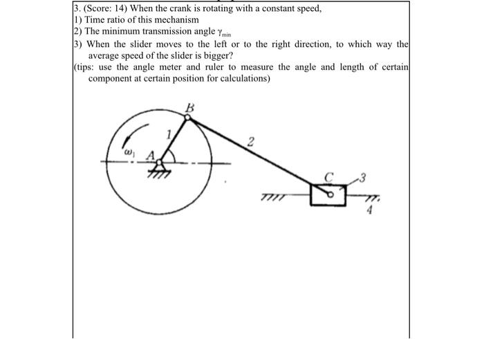 Solved 3. (Score: 14) When the crank is rotating with a | Chegg.com