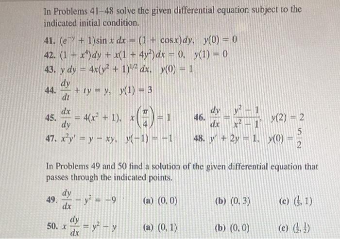 Solved In Problems 41-48 solve the given differential | Chegg.com