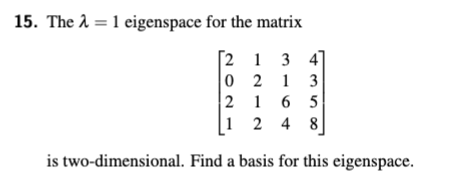 Solved The λ=1 ﻿eigenspace for the | Chegg.com