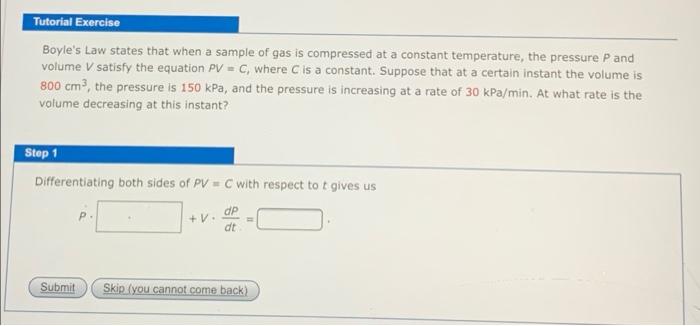 Solved Tutorial Exercise Boyle's Law States That When A | Chegg.com