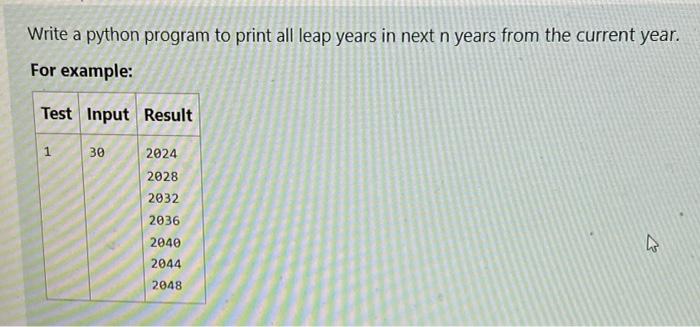 Solved Write a python program to print all leap years in | Chegg.com