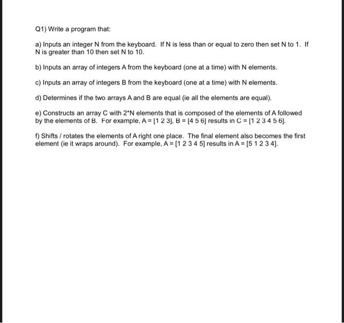 Solved Q1) Write a program that: a) Inputs an integer N from | Chegg.com
